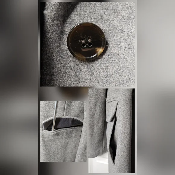 1 Madison Gray Wool Blend Tailored Long Coat Notched Collar Classic Chic XL - Picture 11 of 15